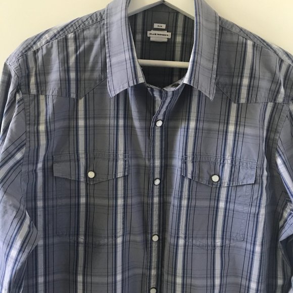 Club Monaco Heavy Cotton Check Western Shirt - Picture 6 of 7